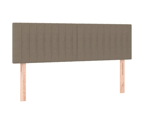 Cama box spring con colchón tela gris taupe 140x190 cm