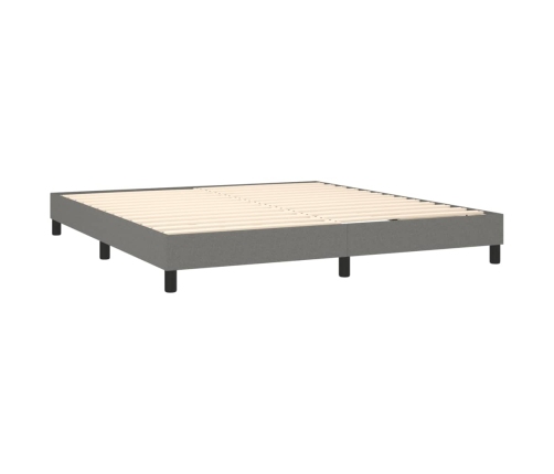 Cama box spring con colchón tela gris oscuro 160x200 cm