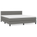 Cama box spring con colchón tela gris oscuro 180x200 cm