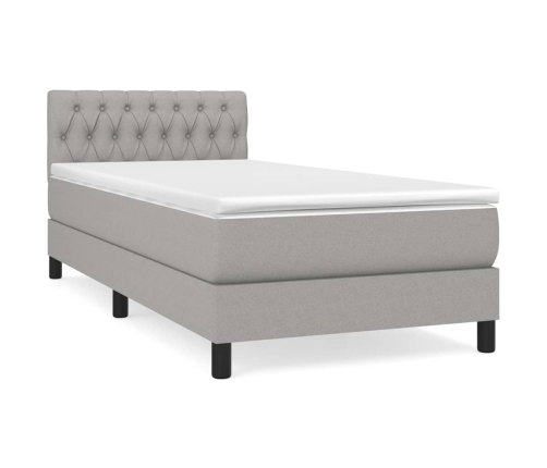 Cama box spring con colchón tela gris claro 90x190 cm