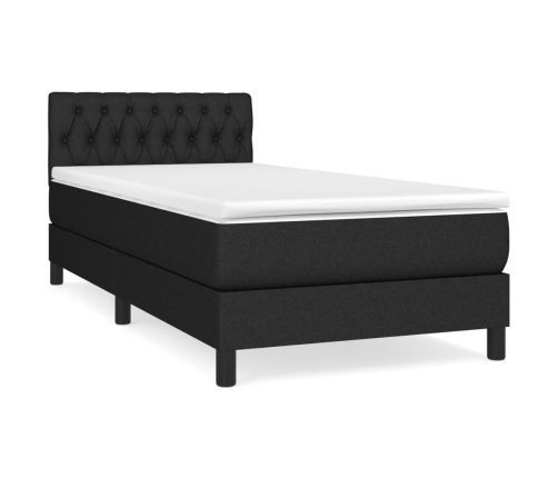 Cama box spring con colchón tela negro 90x190 cm