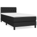Cama box spring con colchón tela negro 90x200 cm