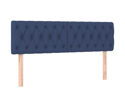 Cama box spring con colchón tela azul 140x190 cm