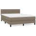 Cama box spring con colchón tela gris taupe 140x190 cm