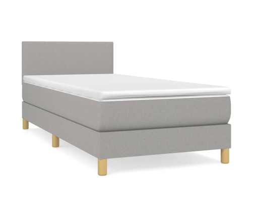 Cama box spring con colchón tela gris claro 80x200 cm