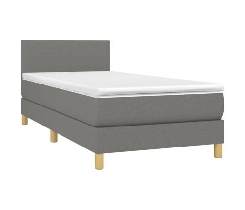 Cama box spring con colchón tela gris oscuro 90x190 cm