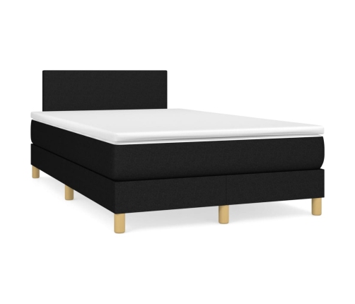 Cama box spring con colchón tela negro 120x200 cm