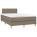 Cama box spring con colchón tela gris taupe 120x200 cm