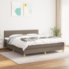 Cama box spring con colchón tela gris taupe 180x200 cm