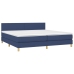 Cama box spring con colchón tela azul 200x200 cm