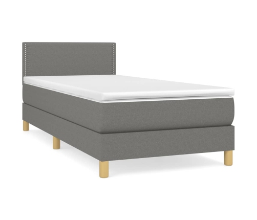 Cama box spring con colchón tela gris oscuro 80x200 cm