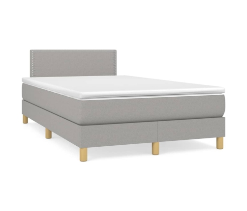 Cama box spring con colchón tela gris claro 120x200 cm