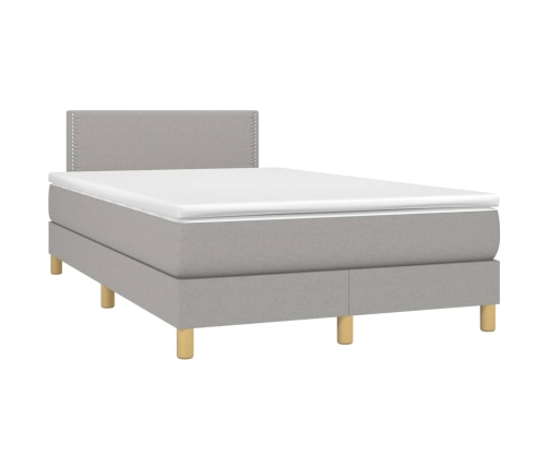 Cama box spring con colchón tela gris claro 120x200 cm