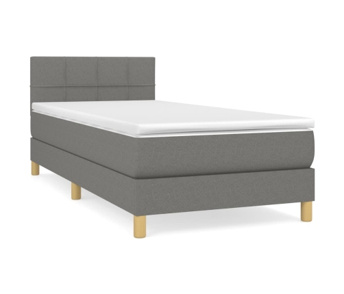 Cama box spring con colchón tela gris oscuro 80x200 cm