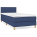 Cama box spring con colchón tela azul 80x200 cm