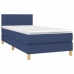Cama box spring con colchón tela azul 80x200 cm