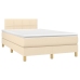 Cama box spring con colchón tela color crema 120x200 cm