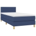 Cama box spring con colchón tela azul 90x200 cm