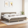 Cama box spring con colchón tela gris taupe 200x200 cm