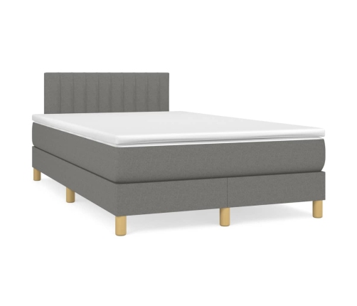 Cama box spring con colchón tela gris oscuro 120x200 cm