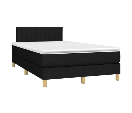 Cama box spring con colchón tela negro 120x200 cm