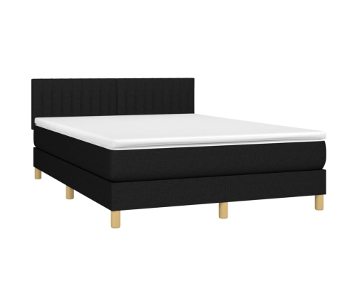 Cama box spring con colchón tela negro 140x190 cm