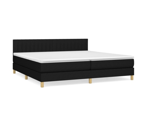 Cama box spring con colchón tela negro 200x200 cm