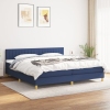 Cama box spring con colchón tela azul 200x200 cm