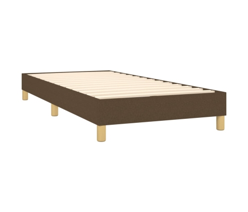 Cama box spring con colchón tela marrón oscuro 90x190 cm