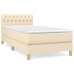 Cama box spring con colchón tela color crema 90x200 cm