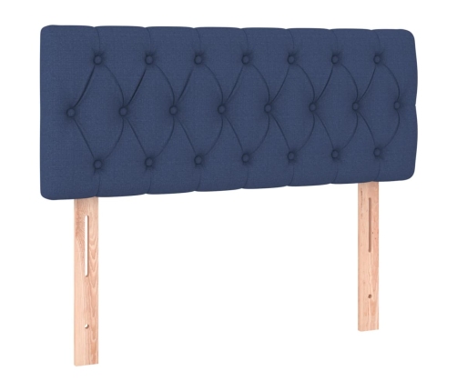 Cama box spring con colchón tela azul 120x200 cm