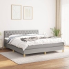 Cama box spring con colchón tela gris claro 160x200 cm