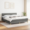 Cama box spring con colchón tela gris oscuro 160x200 cm