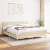 Cama box spring con colchón tela color crema 160x200 cm