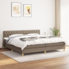 Cama box spring con colchón tela gris taupe 200x200 cm