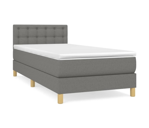 Cama box spring con colchón tela gris oscuro 90x190 cm