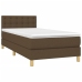Cama box spring con colchón tela marrón oscuro 90x190 cm