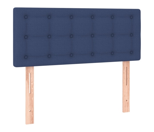 Cama box spring con colchón tela azul 120x200 cm