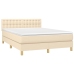 Cama box spring con colchón tela color crema 140x200 cm