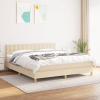 Cama box spring con colchón tela color crema 180x200 cm