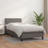 Cama box spring con colchón cuero sintético gris 80x200 cm