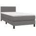 Cama box spring con colchón cuero sintético gris 90x190 cm