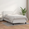 Cama box spring con colchón cuero sintético blanco 100x200 cm