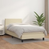 Cama box spring con colchón cuero sintético crema 100x200 cm