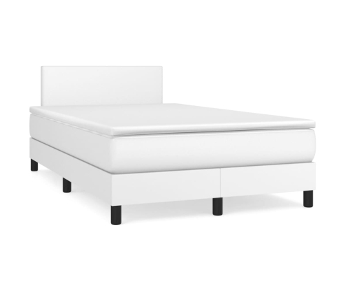 Cama box spring con colchón cuero sintético blanco 120x200 cm