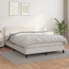 Cama box spring con colchón cuero sintético blanco 140x190 cm