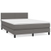 Cama box spring con colchón cuero sintético gris 140x190 cm