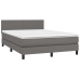 Cama box spring con colchón cuero sintético gris 140x190 cm