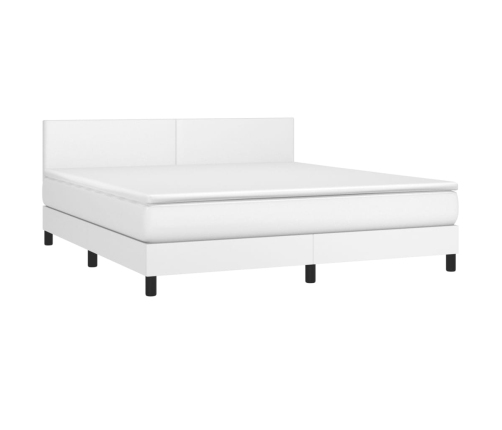 Cama box spring con colchón cuero sintético blanco 180x200 cm