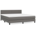 Cama box spring con colchón cuero sintético gris 180x200 cm